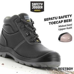 Sepatu Safety Jogger Bestboy Semiboot Klasik Kokoh dengan Pelindung Jari Kaki Baja & Sol Anti-Penetr