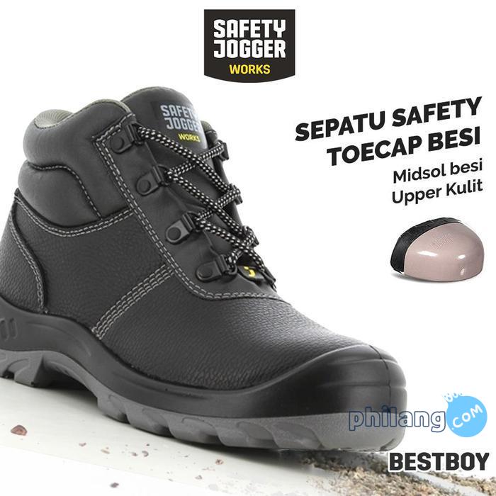Sepatu Safety Jogger Bestboy Semiboot Klasik Kokoh dengan Pelindung Jari Kaki Baja & Sol Anti-Penetr