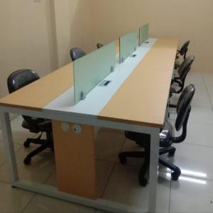 Meja partisi kantor workstation staf 2 4 6 seater sekat kaca QBIC - mobile drawer