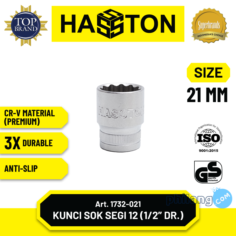 Hasston Kunci Sok Chrome Segi 12 - Mata Sok 1/2''