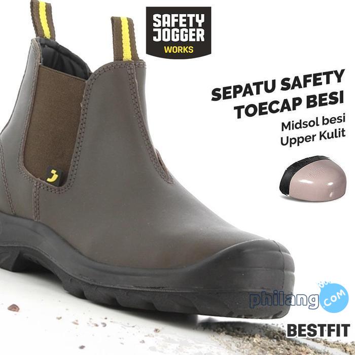 Sepatu Safety Jogger Bestfit DBN Coklat Besi Fleksibel Ringan Nyaman Adaptif Pelindung Jari Kaki Baj
