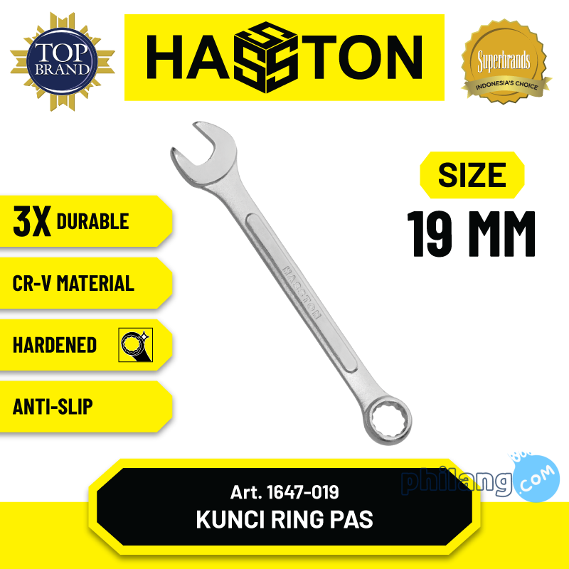 Hasston Kunci Ring Pass Chrome Mdl. Tulang / Combination Wrench (19mm - 24mm) (1647)