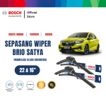 Wiper Frameless Bosch Terbaik untuk Mobil Honda Brio Satya New Clear Advantage 22 dan 16 inchi