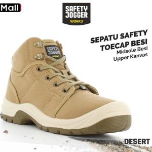 Sepatu Safety Jogger Works Desert 011 Brown S1P Sepatu Proyek Ujung Besi Anti Paku Anti Static ESD -