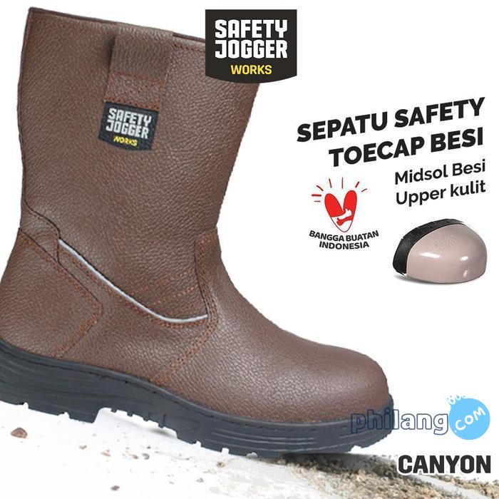 Safety Jogger Canyon S3 Kulit Cokelat dengan Sole Karet dan Steel Toe Cap - Baja Sepatu Safety Jogge