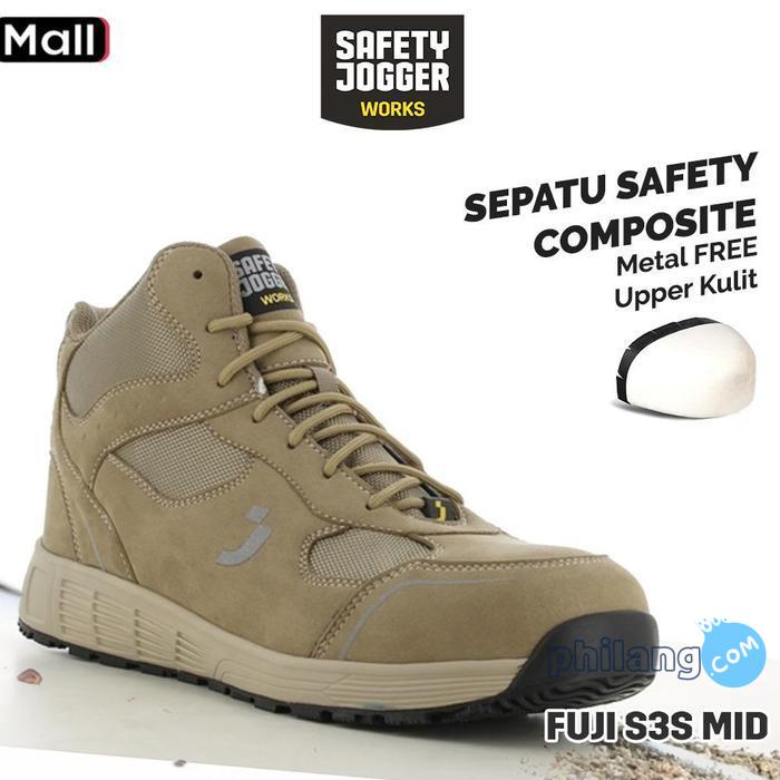 Safety Jogger Fuji S3S MID Taupe Sepatu Kerja Proyek Ringan Anti Selip Tahan Air ESD-certified Berna