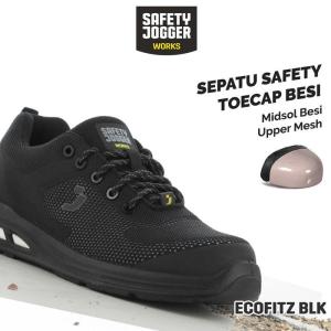 Sepatu Safety Jogger Works Ecofitz S1P Black Breathable Upper Anti Slip Steel Toecap Anti Static ES