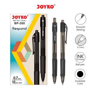 Ball Pen Pulpen Pena Joyko BP-260 Respond 0.7 mm 1 Box 12 Pcs