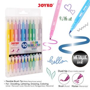 Color Brush Pen Pena Kuas Warna Joyko CLP-061 Metallic Dual Tip