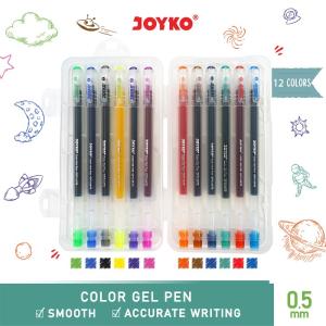 Color Gel Pen / Pulepen / Pena Joyko GPC-247S / 12 Warna / 0.5 mm