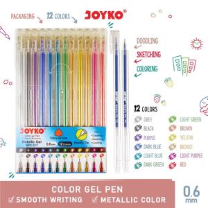 Color Gel Pen Pena Jel Warna Joyko GPC-317 Metallic Gel 12 Warna 0.6mm