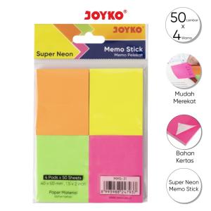 Memo Stick Sticky Note Kertas Memo Tempel Joyko MMS-31 Super Neon