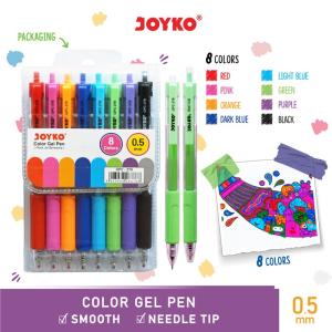 Color Gel Pen Pena Jel Warna Joyko GPC-278 8 Warna 0.5 mm