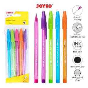 Ball Pen Pulpen Pena Joyko BP-380 Haruto Glow 0.7 mm 1 Set 5 Pcs