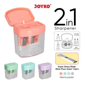 Rautan Serutan Sharpener Joyko B-24PTL 2 In 1 Pastel Color