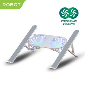 ROBOT RT-LS04 Aluminium Alloy Liftable & Foldable Laptop Cooling Stand Silver - Garansi 1 Tahun