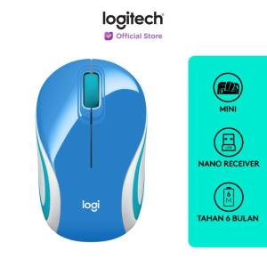 Logitech M187 Mouse Wireless Mini Portable - Blue