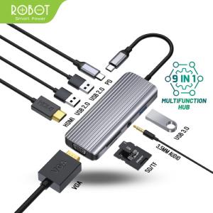 ROBOT HT590 Multiport 9in1 USB Type C HUB Adapter Komputer