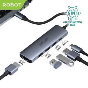 ROBOT HT350 Multiport 5 in1 USB Type C HUB Adapter Portable Garansi