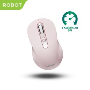 ROBOT Mouse Wireless M206 2.4GHz Optical 1600DPI Kursor Akurat Gaming - Merah Muda