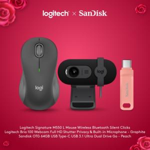 Logitech x SanDisk Exclusive M550L Mouse Wireless dan Brio Webcam