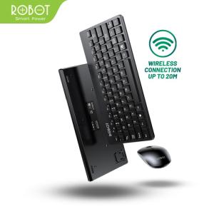 ROBOT Portable Mini Wireless Keyboard and Mouse Combo Black/RED KM3000 - Hitam