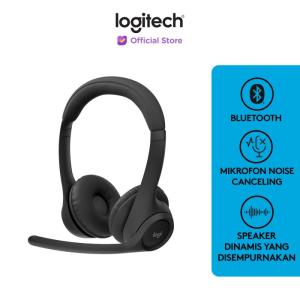 Logitech Zone 300 Headset Bluetooth Wireless, Mikrofon Noise-Canceling, Kompatibel untuk Windows, Mac, Chrome, Linux, iOS, iPadOS, Android - Black