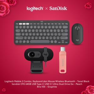 Logitech x SanDisk Exclusive Pebble 2 Mouse Keyboard Webcam Graphite