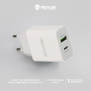 Rexus Adapter Quick Charge Power Delivery Type C 3.0 PA85 20W 2 Port