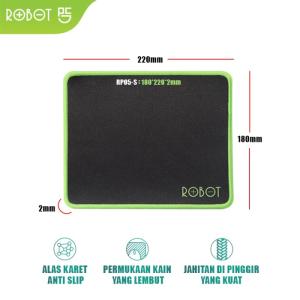 ROBOT Mousepad Anti Slip RP05 Gaming Polos Hitam Murah Rubber Original - S