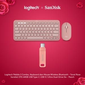 Logitech x SanDisk Exclusive Pebble 2 Mouse Keyboard Rose