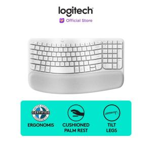 Logitech Wave Keys Keyboard Ergonomic Wireless Bluetooth dan Palm Rest - Off White