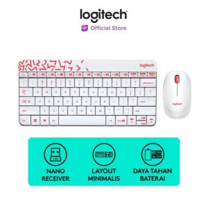 Logitech MK240 Wireless Keyboard dan Mouse - White