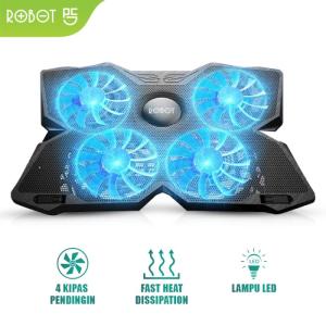 ROBOT Laptop Cooling Pad Stand RT-LCS02 Ultra Tenang 4 Kipas Dual USB