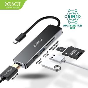 ROBOT Multiport 9in1 USB Type C HUB Adapter Lightweight & Portable - HT240S (5 IN 1)