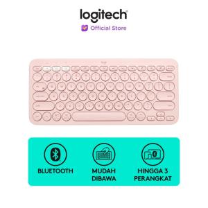 Logitech K380 Keyboard Wireless Bluetooth Multi-Device - Merah Muda