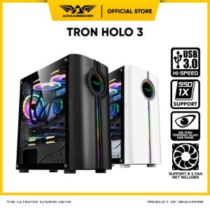 Casing PC Gaming Armaggeddon Tron Holo 3 Micro ATX | RGB Holographic - BLACK, CASE ONLY