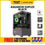 Casing Gaming Armaggeddon Aquaron Duplex M-ATX with Front Panel and Side Panel Tempered Glass More Viewable - BLACK