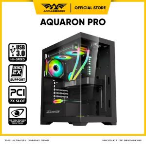 Casing Gaming Armaggeddon Aquaron Pro ATX - Front & Side Panel - BLACK