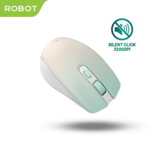 Mouse Wireless ROBOT M370 2.4GHz Silent Klik Optical 3200DPI Original - M370 GREEN