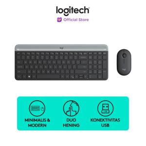 Logitech MK470 Combo Keyboard dan Mouse Wireless Slim - Graphite