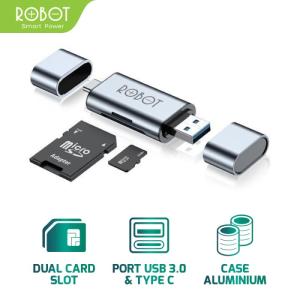 ROBOT Card Reader CR202 2 in 1 USB 3.0 Type-C OTG Memory Card Adapter